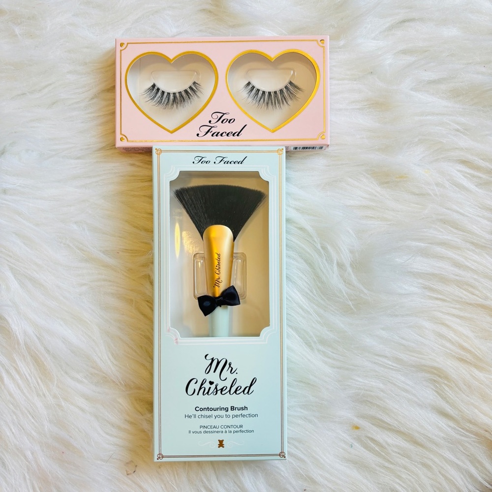 Too Faced Mr. Chiseled Contouring Brush and too face natural flirt